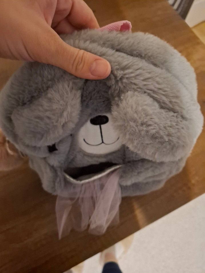 Gri Peluş süslü Kız çocuk Sırt Çantası - Görsel 4