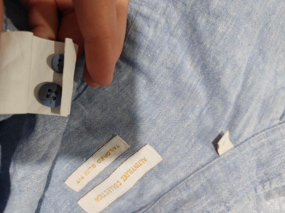 Gri Keten Erkek Gömlek Uzun Kollu - Görsel 5