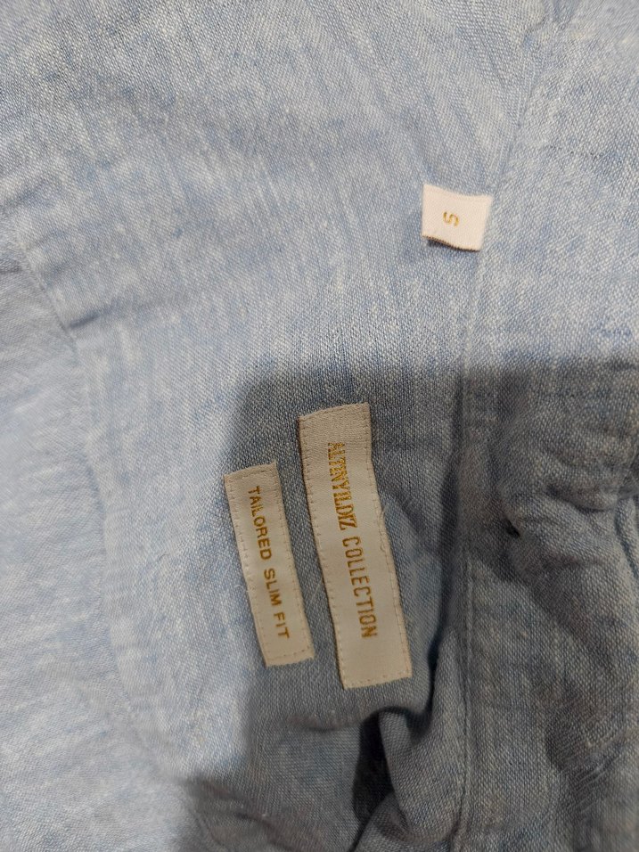 Gri Keten Erkek Gömlek Uzun Kollu - Görsel 3