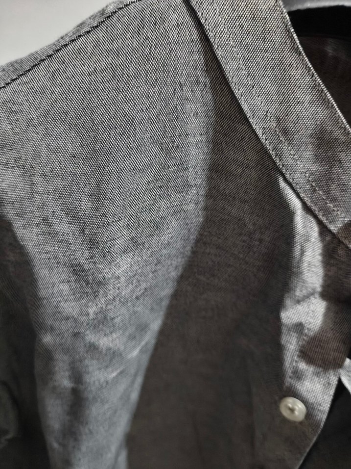 Gri Uzun Kollu Keten Erkek Gömlek Tudors m beden - Görsel 4