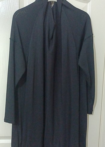 Siyah Uzun Kollu Salaş Uzun hırka - Görsel 2