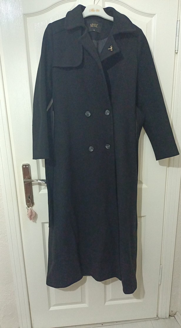 Kemerli Siyah Uzun Kaban - Görsel 4