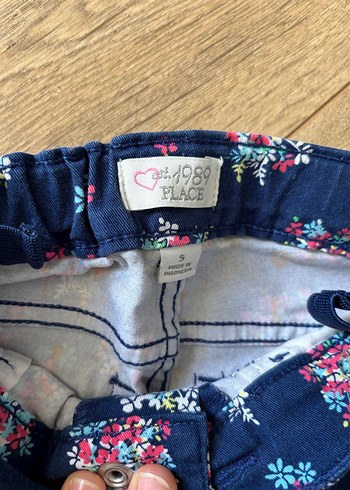 Kız Çocuk Lacivert Çiçekli Denim Pantolon - Görsel 4