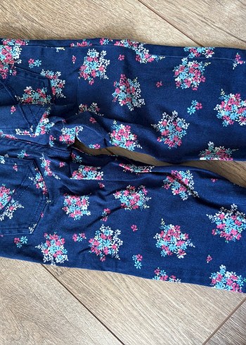 Kız Çocuk Lacivert Çiçekli Denim Pantolon - Görsel 5