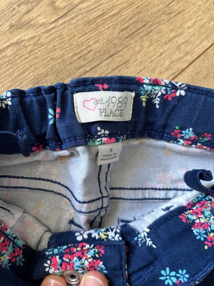 Kız Çocuk Lacivert Çiçekli Denim Pantolon - Görsel 4