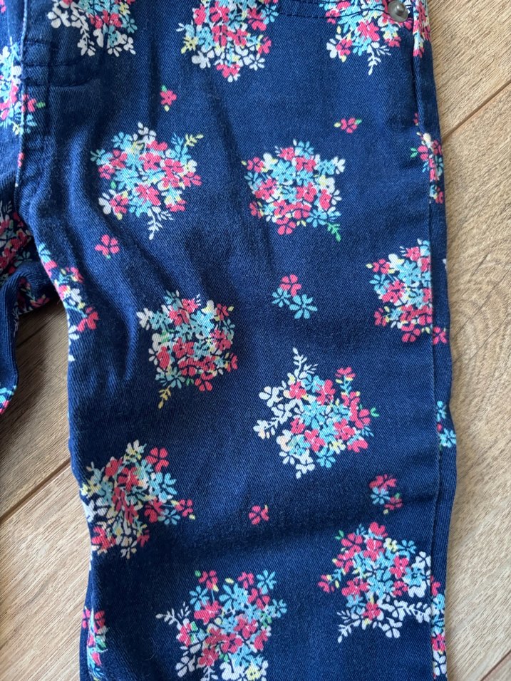 Kız Çocuk Lacivert Çiçekli Denim Pantolon - Görsel 2