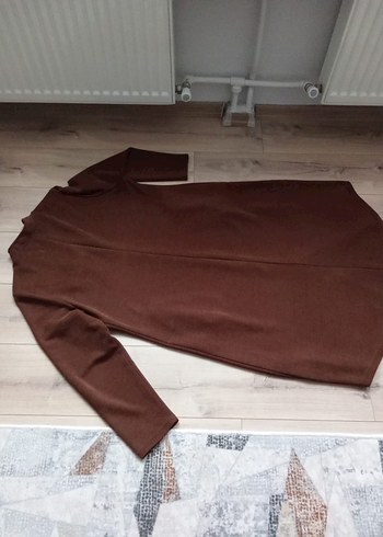 Düz Kahverengi Kadın Uzun Palto - Görsel 6