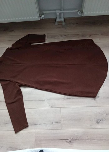 Düz Kahverengi Kadın Uzun Palto - Görsel 5