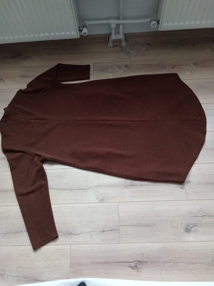 Düz Kahverengi Kadın Uzun Palto - Görsel 5