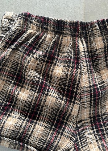 Düğmeli Kareli Kadın Mini Şort - Görsel 6