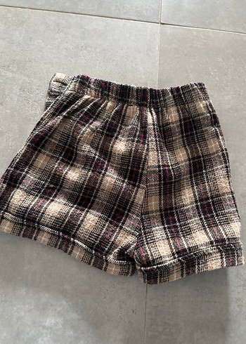 Düğmeli Kareli Kadın Mini Şort - Görsel 5