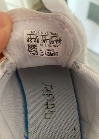 20 Beden Kız Çocuk Beyaz Adidas Spor Ayakkabı