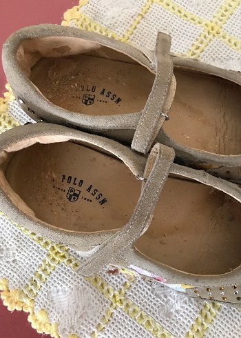 U.S Polo Assn. Bej Süet Nakışlı Babet