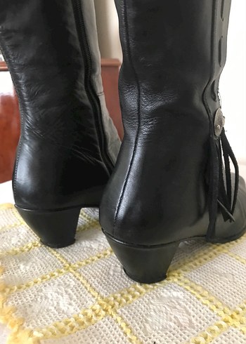 Siyah  iç dış deri Topuklu Çizme - Görsel 4