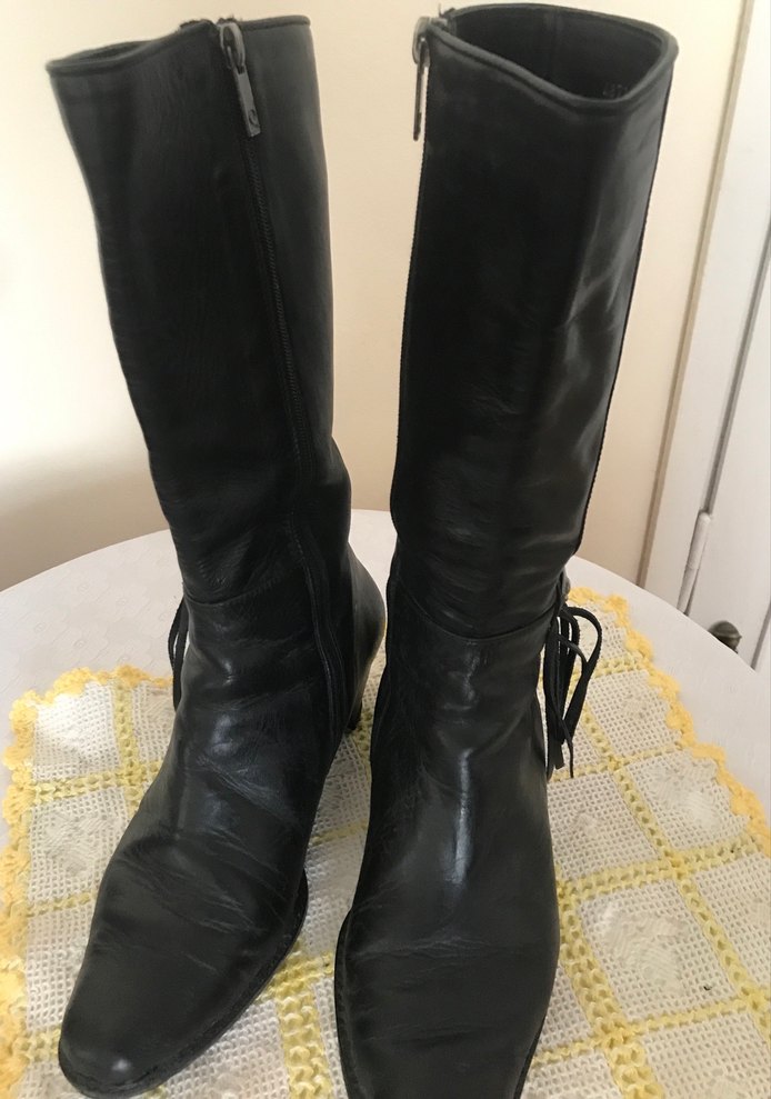 Siyah  iç dış deri Topuklu Çizme - Görsel 5