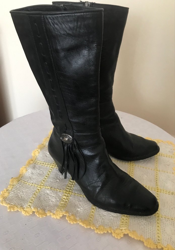 Siyah  iç dış deri Topuklu Çizme - Görsel 3