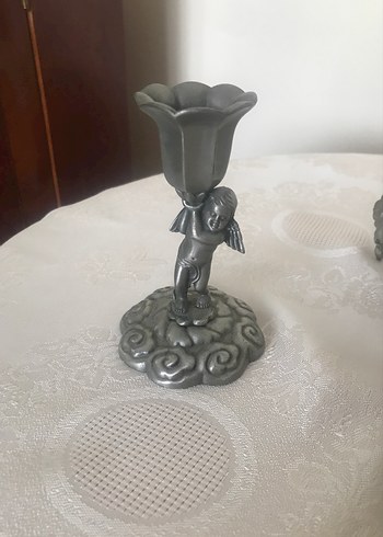 Eski zaman antik gümüş şekerlik şamdanlar mumluk - Görsel 4