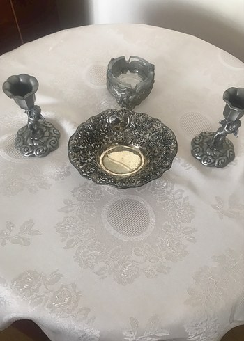 Eski zaman antik gümüş şekerlik şamdanlar mumluk - Görsel 3