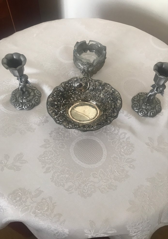 Eski zaman antik gümüş şekerlik şamdanlar mumluk - Görsel 3