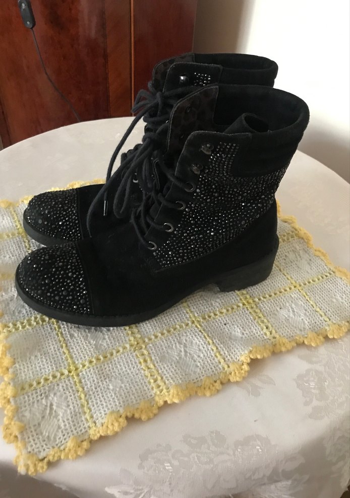 Siyah Payetli süet KadınBot - Görsel 4