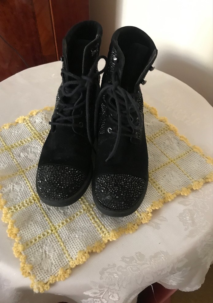 Siyah Payetli süet KadınBot - Görsel 5