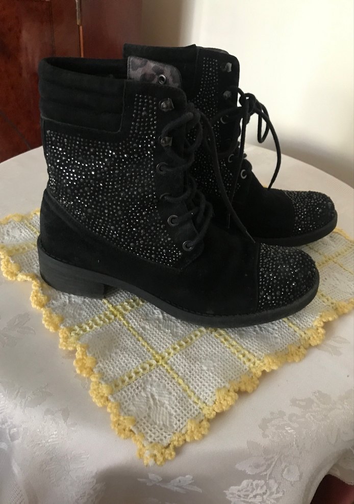 Siyah Payetli süet KadınBot - Görsel 3