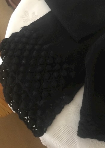 Siyah Örgü Kadın  bere atkı eldiven takımı - Görsel 2