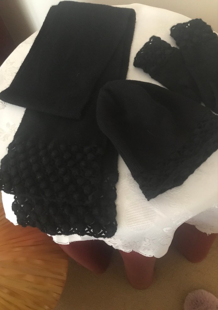 Siyah Örgü Kadın  bere atkı eldiven takımı - Görsel 5