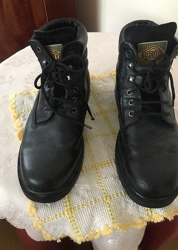 Siyah deri Erkek Bağcıklı  kışlık bot - Görsel 8