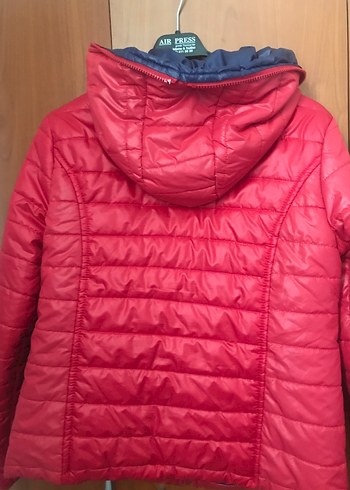 Kırmızı Fermuarlı  kapşonlu Kadın Mont - Görsel 4