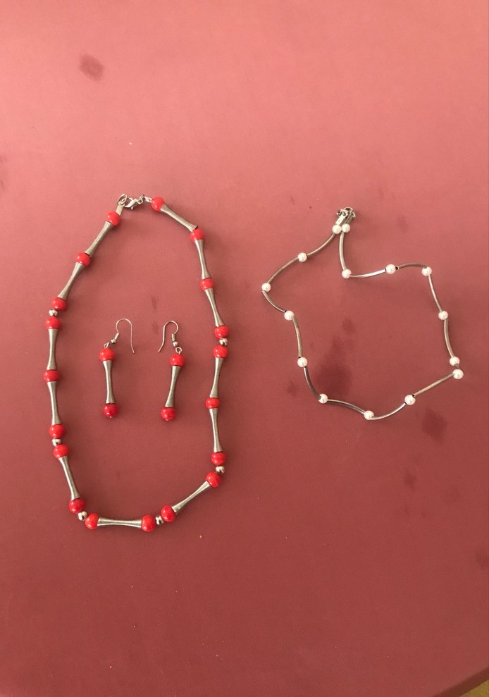 Renkli Boncuklu Kısa Kadın Kolye ve Küpe Seti - Görsel 4