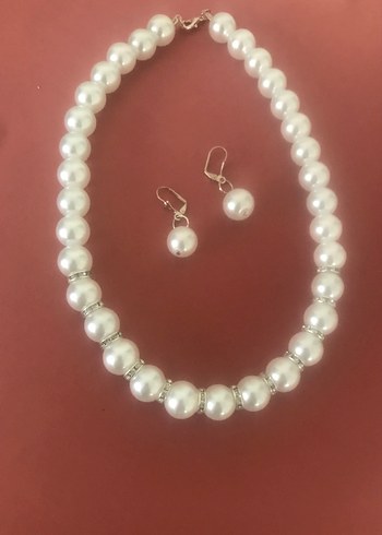 Beyaz İnci Boncuklu Kolye ve Küpe Seti - Görsel 7