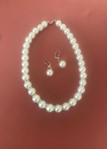 Beyaz İnci Boncuklu Kolye ve Küpe Seti - Görsel 6