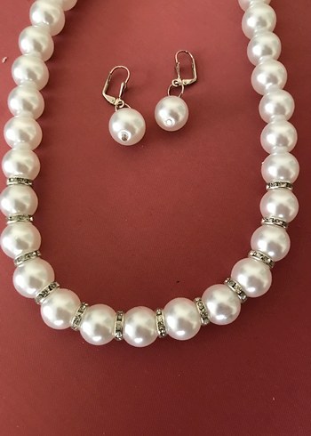 Beyaz İnci Boncuklu Kolye ve Küpe Seti - Görsel 10