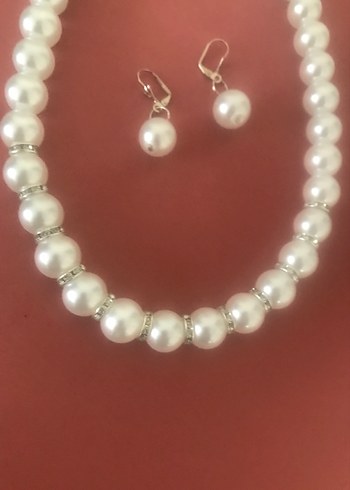 Beyaz İnci Boncuklu Kolye ve Küpe Seti - Görsel 8