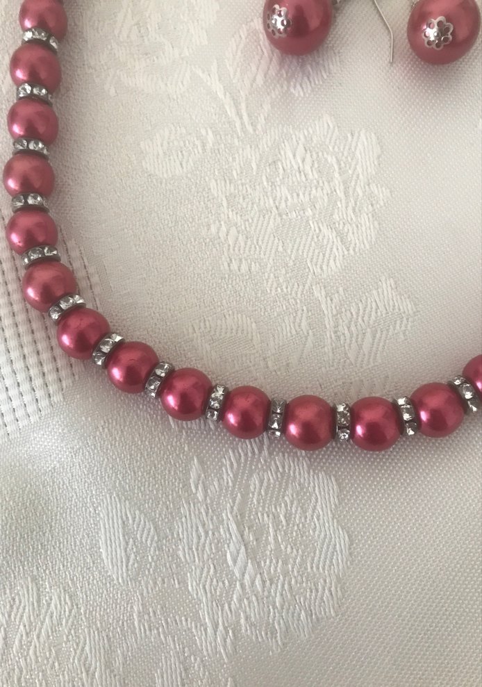 Kırmızı Boncuklu Midi Kolye ve Küpe Seti - Görsel 3