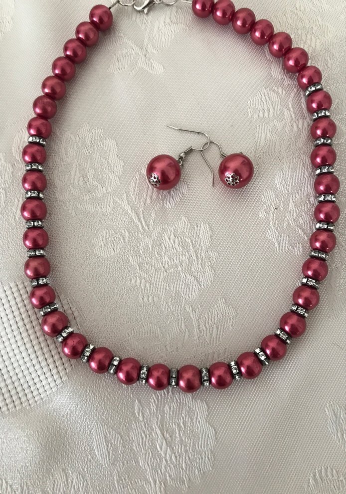 Kırmızı Boncuklu Midi Kolye ve Küpe Seti - Görsel 5
