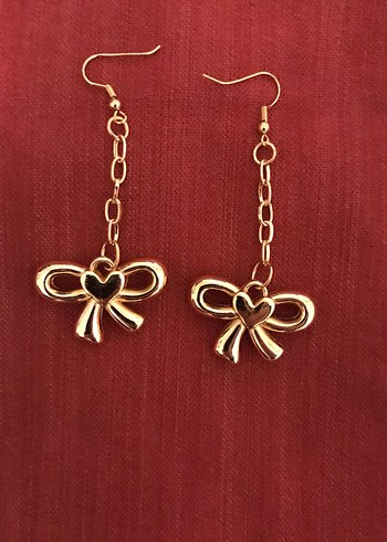 Altın Renkli Fiyonk Detaylı Midi Küpe - Görsel 4