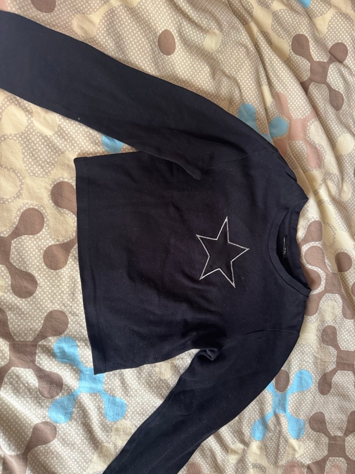 Siyah Uzun Kollu Yıldız Detaylı Body - Görsel 2