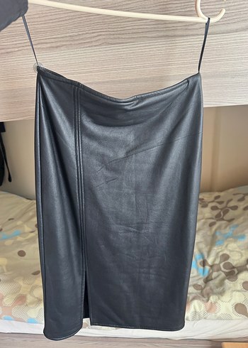 Siyah Deri Midi Etek - Görsel 2