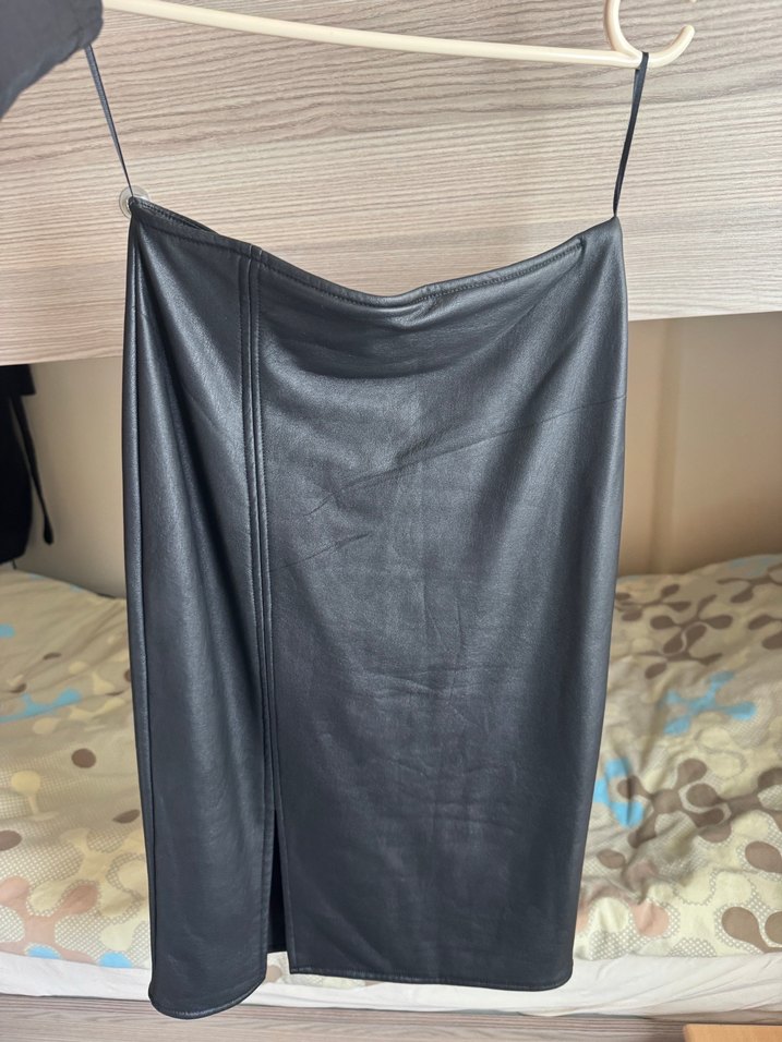 Siyah Deri Midi Etek - Görsel 2
