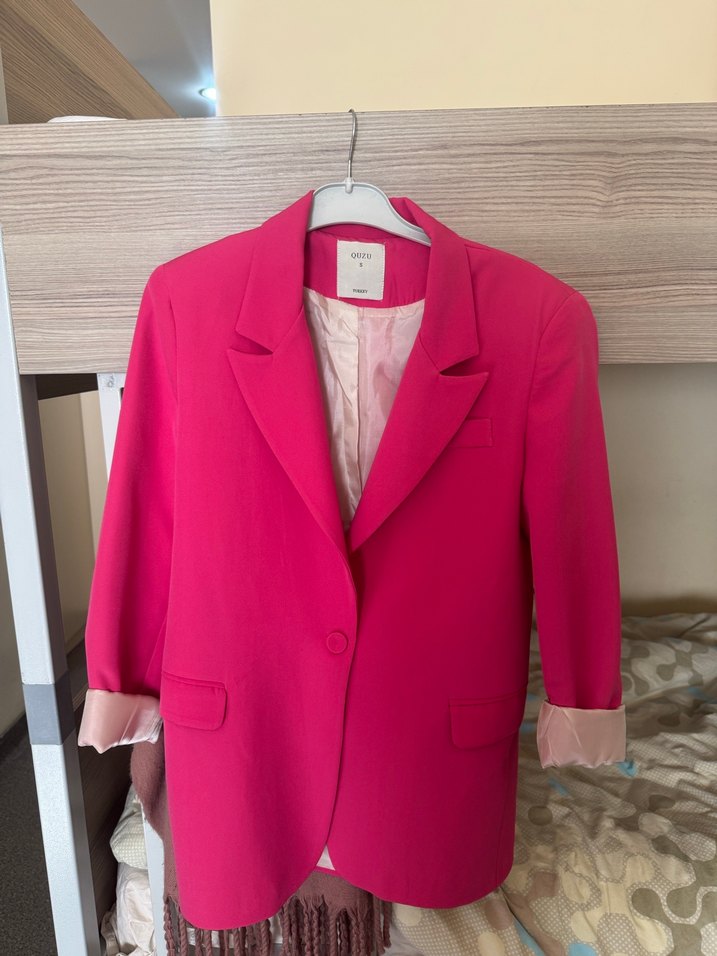 Pembe Düğmeli Kadın Blazer Ceket - Görsel 5