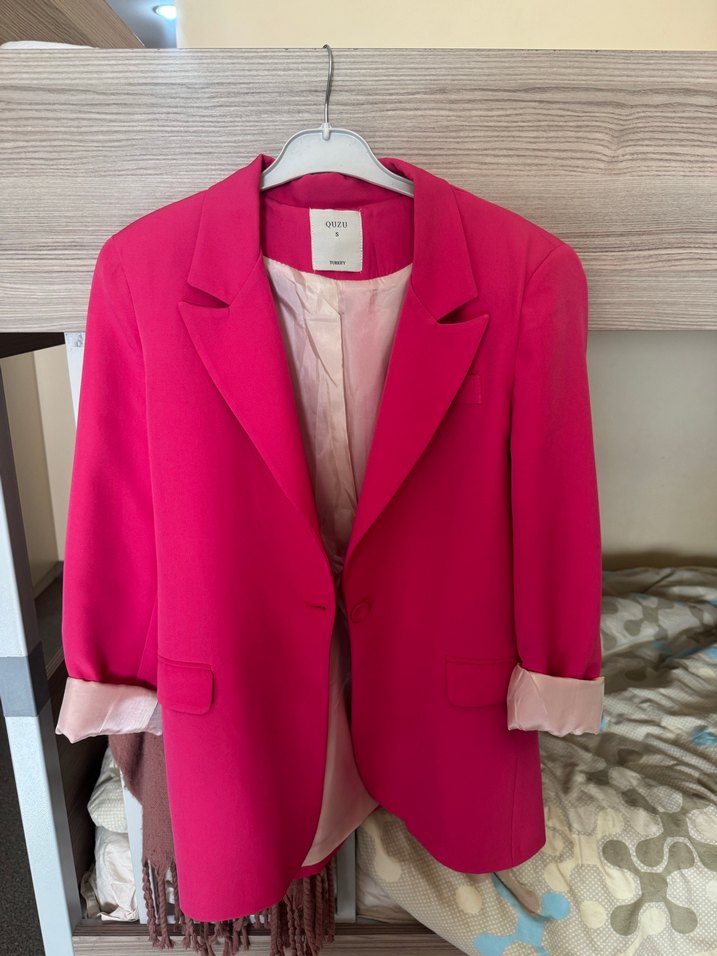 Pembe Düğmeli Kadın Blazer Ceket - Görsel 2
