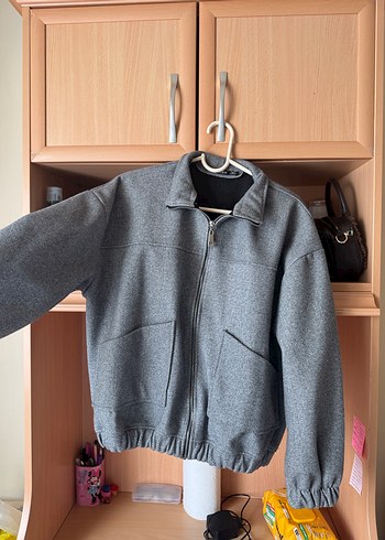 Gri Fermuarlı Kadın Ceket - Görsel 3