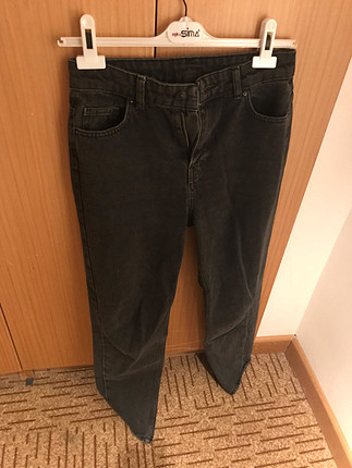 Tozlu Koyu füme rengi mom jean pantalon 