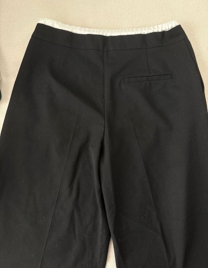 Siyah Midi Keten Rahat Kesim Kadın Pantolon - Görsel 3