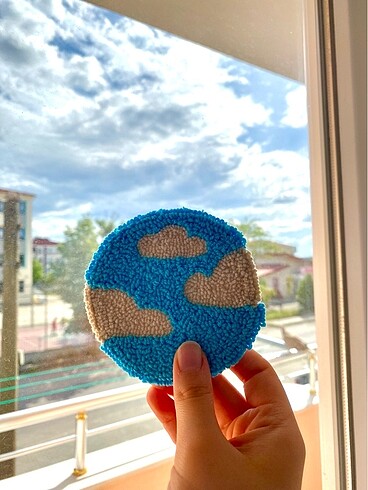 Bulut Desenli Bardak Altlığı
