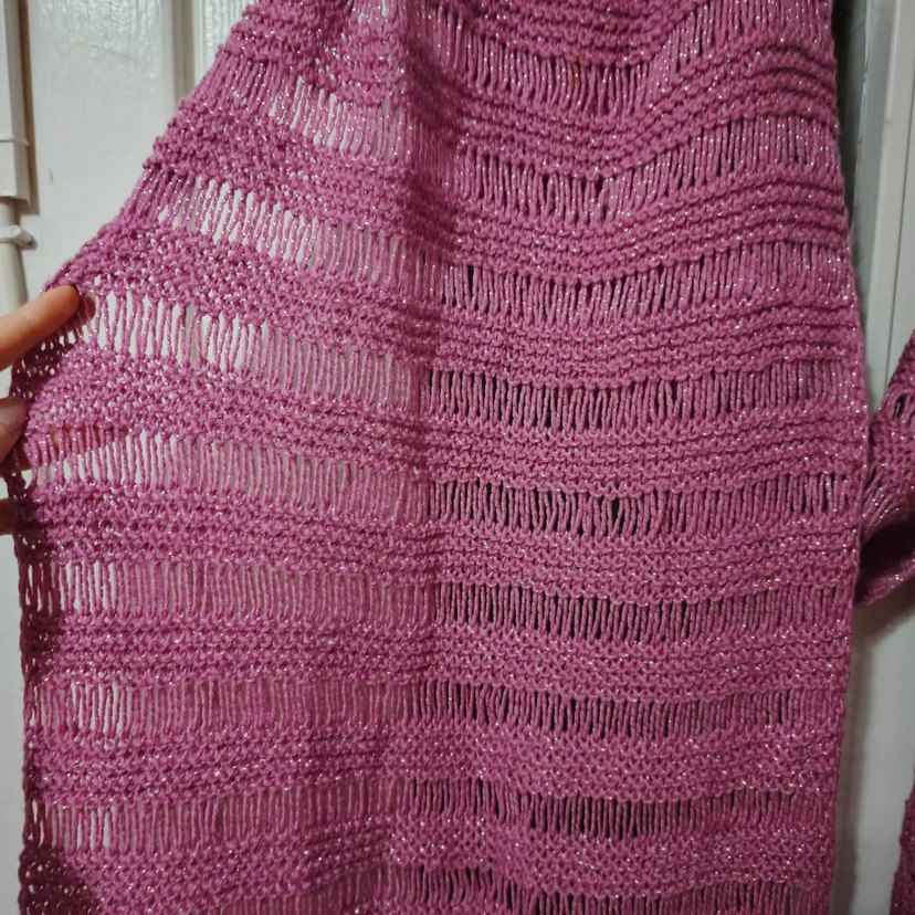 Püsküllü Pembe El Örgüsü Kadın Şal - Görsel 5