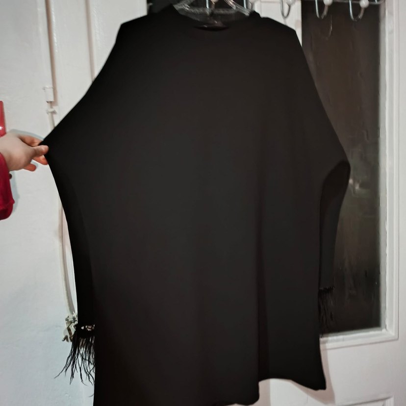 El dikimi Swarovski kristal taşlı Püsküllü Uzun Siyah Tunik - Görsel 4