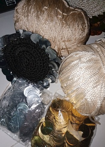 el örgüsü kahve pullu sunum altlığı/peçetesi - Görsel 3